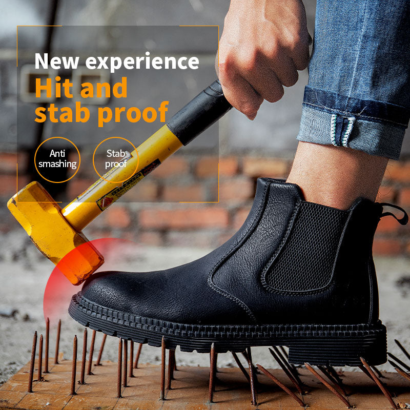 S1 Waterproof safety work shoes  steel head leather footwear construction