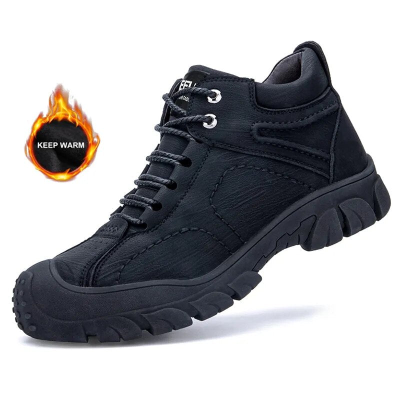 Men women steel toe work boots high quality suede leather warm winter boots