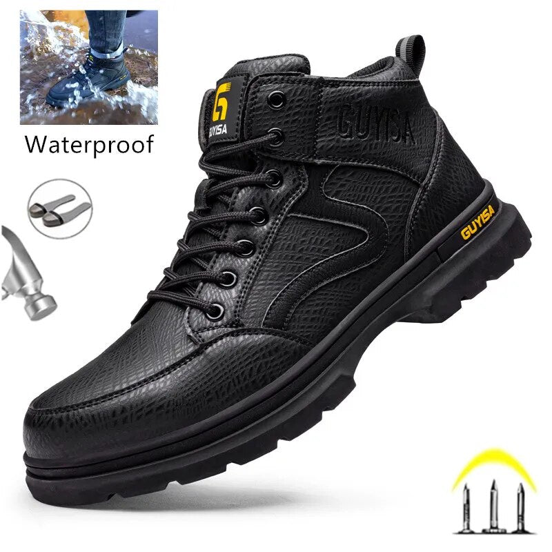 S1 Men's steel toe work boots, waterproof safety shoes